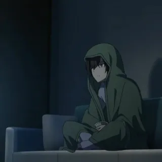 🥀 Anime, Sweat à capuche, Assis, Garçon telegram sticker
