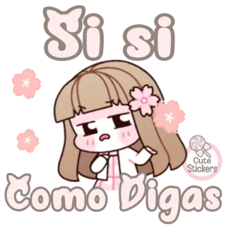 🌸 Si si
Como Digas 可爱, 贴纸, 西班牙语, 卡通, 女孩, 动漫, 樱花 telegram sticker