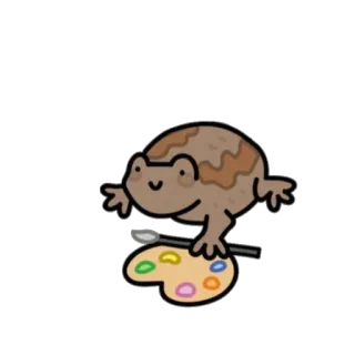 🖼 ếch, nghệ thuật, họa sĩ, bức vẽ, bảng màu, dễ thương, phim hoạt hình telegram sticker