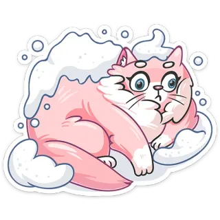 🌨 cat, animal, cute, pet, pink, sticker, cartoon telegram sticker