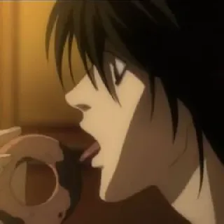 📓 L Lawliet Death Note Аниме, Детектив, Пончик, Сладкое, Еда telegram sticker