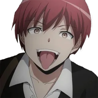 🤪 Karma Akabane Assassination Classroom อนิเมะ, มังงะ, ลิ้น, หน้า, ผมแดง telegram sticker