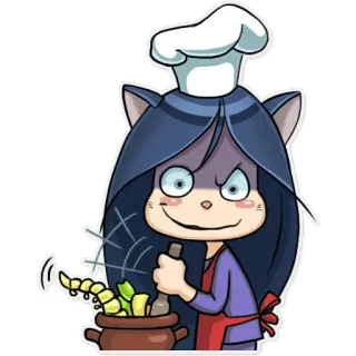 🙄 chef, cooking, cat, cartoon, apron, food, kitchen whatsapp sticker