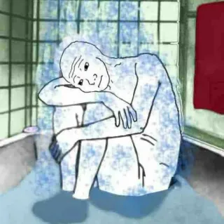 🚿 wojak, 슬픔, 샤워, 밈, 외로운, 우울 telegram sticker