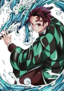 😠 Tanjiro Kamado Demon Slayer Anime, Demon Slayer, Tanjiro Kamado, Acqua, Personaggio anime whatsapp sticker