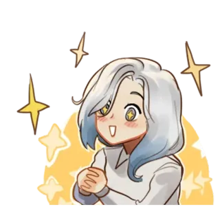 🥰 Anime, Manga, Mignon, Étoiles, Joyeux, Chibi, Dessin animé telegram sticker