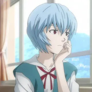 📨 Rei Ayanami Neon Genesis Evangelion Аниме, Девушка, голубые волосы, Рей Аянами, Евангелион whatsapp sticker