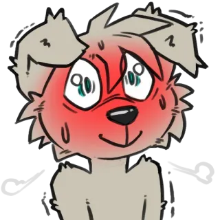😚 furry, blushing, shy, flustered, dog, embarrassed, cute, anthropomorphic whatsapp sticker