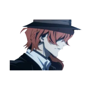 😤 Chuuya Nakahara Bungou Stray Dogs Anime, Chuuya Nakahara, Bungou Stray Dogs, Personnage, Chapeau, Sourire narquois telegram sticker