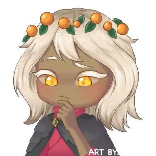 🤔 ART BY naranja, chica anime, linda, chibi, arte, mujer, retrato telegram sticker