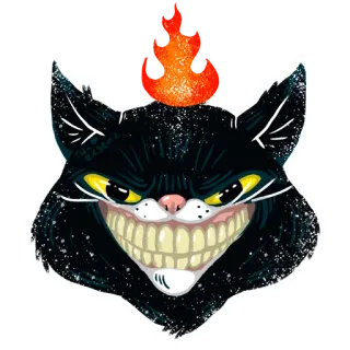 😬 猫, 火, 怪物, 万圣节, 贴纸, 令人毛骨悚然, 咧嘴笑, 幽灵般的 telegram sticker