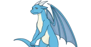 😞 dragón, dibujos animados, pegatina, azul, triste, fantasía whatsapp sticker