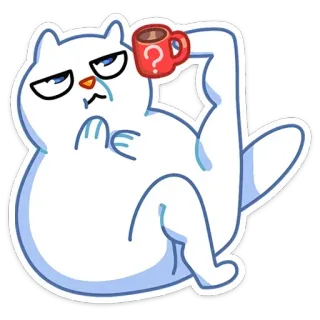 ☕️ kucing, kopi, mengantuk, kartun telegram sticker