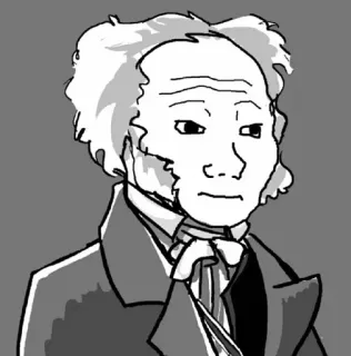 🕸 wojak, meme, schopenhauer, philosopher, sad, black and white, art telegram sticker