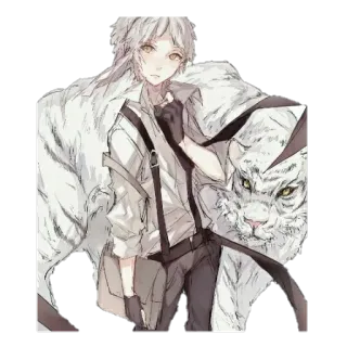 🐯 Atsushi Nakajima Bungou Stray Dogs Anime, Personagem, Tigre Branco, Fantasia, Atsushi Nakajima, Bungo Stray Dogs telegram sticker