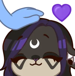 💜 Dibujo animado, Lindo, Luna, Corazón, Mascota, Amor, Afecto telegram sticker