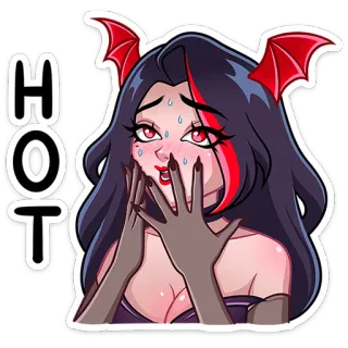 ⭐ HOT sticker, cartone animato, hot, donna, diavolo, cartone animato telegram sticker