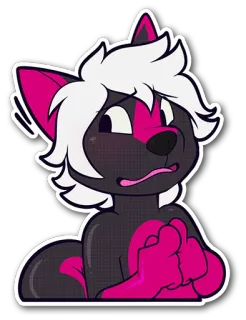 😖 Фурри, Мультфильм, Животное, Персонаж, Розовый, Белый, Милый telegram sticker