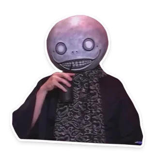 🍹 videospiel, nier automata, charakter, androide, gruselig, schal, lächeln whatsapp sticker