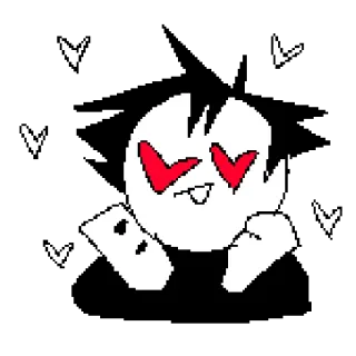 ❤️ mono, pegatina, dibujo animado, personaje, ojos rojos, arte digital telegram sticker