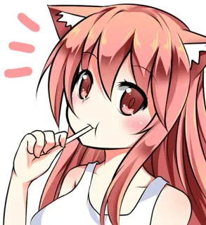 🍭 animé, fille chat, mignon, sucette, kawaii, manga telegram sticker