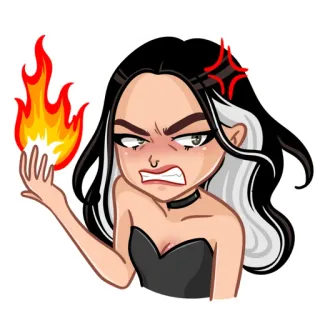 😡 enojado, fuego, dibujos animados, mujer, chica, frustrado, emocional whatsapp sticker