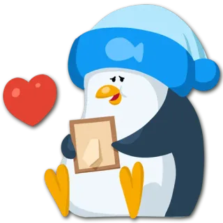 💓 penguin, heart, love, cute, cartoon, animal, sticker telegram sticker