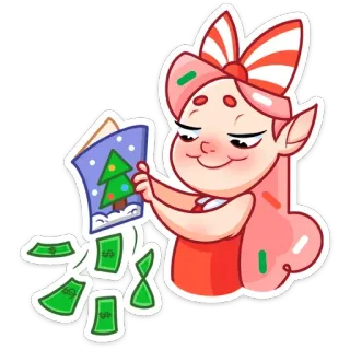 💰 caramelo, navidad, dinero, dibujos animados, fiesta, árbol telegram sticker