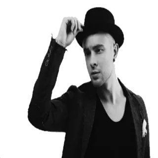 😤 uomo, cappello, ritratto, bianco e nero, giacca, stile telegram sticker