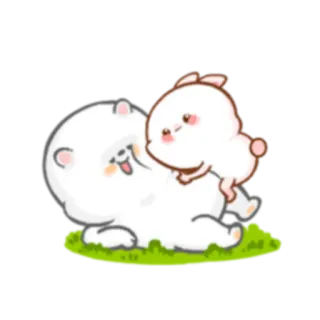 💗 niedźwiedź, królik, słodkie, kreskówka, zwierzęta, przyjaźń whatsapp sticker