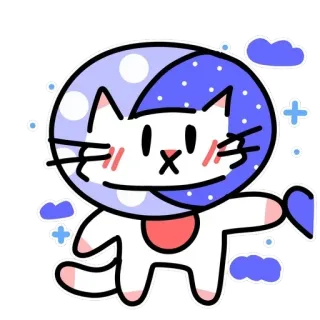 🌙 gatto, astronauta, spazio, carino, eccentrico, cartone animato telegram sticker