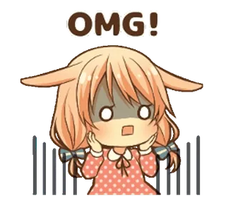 😱 OMG! anime, surpreso, chocado, desenho animado, fofo, expressão, meu deus whatsapp sticker