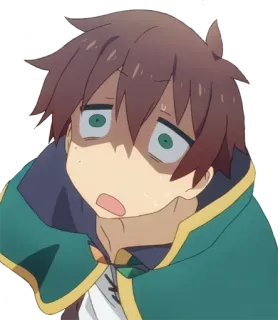 😔 Kazuma Konosuba 动漫, 害怕, 搞笑, 表情 telegram sticker