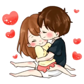 🤗 amour, couple, câlin, romance, dessin animé, affection telegram sticker