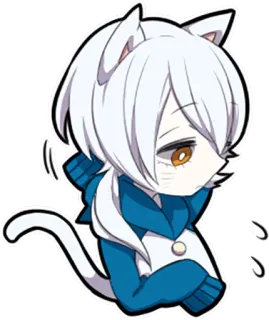 😞 kot, zwierzę, chibi, słodki, kawaii, anime telegram sticker