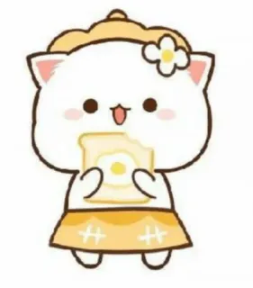 🥪 cat, cute, toast, egg, kawaii, food, animal, sticker whatsapp sticker