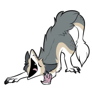 💤 animal, dog, wolf, stretch, yawning, cute, cartoon, playful telegram sticker