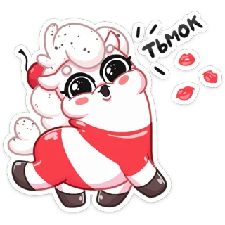 🥰 Тьмок imut, kartun, poni, ciuman, manis, ceri, makanan penutup, binatang telegram sticker