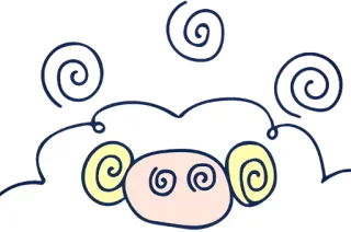 😵 การ์ตูน, เมฆ, เวียนหัว, แกะ telegram sticker