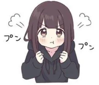 ♥ プンプン anime, cute, angry, girl, cartoon, pouting telegram sticker