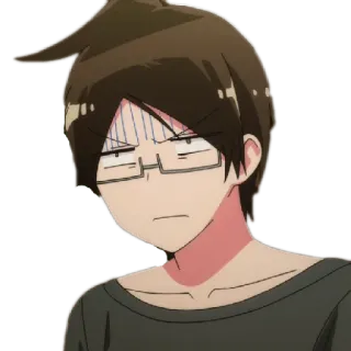 😉 Anime, Nhân vật, Kính, Ngượng ngùng, Lo lắng telegram sticker