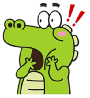 🐊 ワニ, 漫画, ショック, 驚き, 感嘆, 緑, 動物 telegram sticker