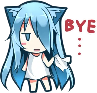 👋 BYE Anime, Fille chat, Au revoir, Adieu, Sticker, Dessin animé whatsapp sticker