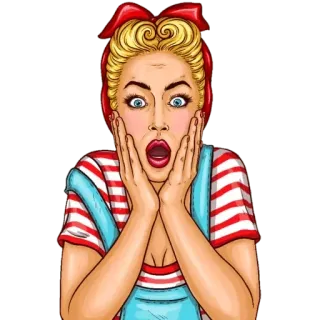 😮 überrascht, Frau, Retro, Cartoon, Pop Art, Vintage telegram sticker