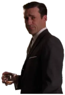 🧐 Don Draper Mad Men Don Draper, Mad Men, homem, bebida, terno, álcool whatsapp sticker