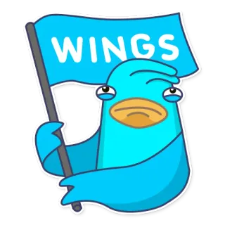🚩 WINGS 새, 날개, 깃발, 만화, 동물, 귀여운, 마스코트 telegram sticker