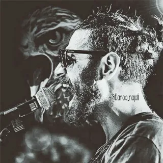 😁 @banoo_napili man, music, portrait, singer, microphone, monochrome, musical artist telegram sticker