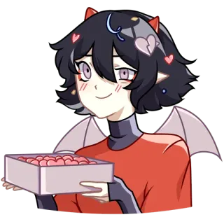 ❤️ anime, demon, hearts, valentine's day, love, cartoon, sticker telegram sticker