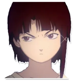 😒 Lain Iwakura Serial Experiments Lain anime, character, lain, serial experiments lain, girl, angry, cyberpunk telegram sticker
