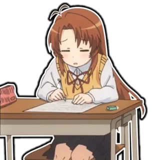 😔 Anime, Gadis, Sekolah, Belajar, Meja, Penghapus, Pensil telegram sticker